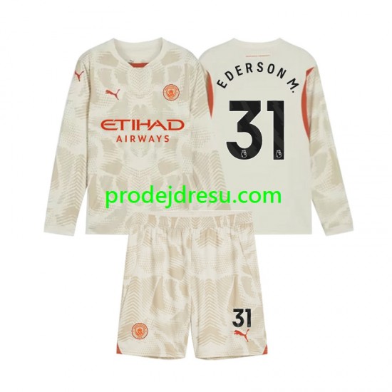 Manchester City Dresy Fotbal Ederson Moraes 31 Brankářské Dětský Alternativní 2024-2025 Dlouhý rukáv