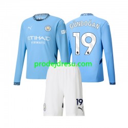 Manchester City Dresy Fotbal Gundogan 19 Dětský Domácí 2024-2025 Dlouhý rukáv