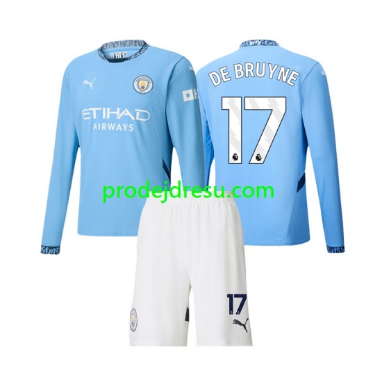 Manchester City Dresy Fotbal Kevin De Bruyne 17 Dětský Domácí 2024-2025 Dlouhý rukáv