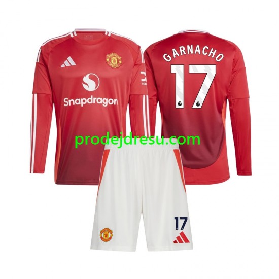 Manchester United Dresy Fotbal Alejandro Garnacho 17 Dětský Domácí 2024-2025 Dlouhý rukáv