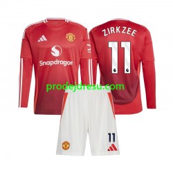 Manchester United Dresy Fotbal Joshua Zirkzee 11 Dětský Domácí 2024-2025 Dlouhý rukáv