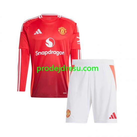 Manchester United Dresy Fotbal Dětský Domácí 2024-2025 Dlouhý rukáv