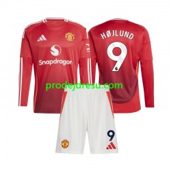 Manchester United Dresy Fotbal Rasmus Hojlund 9 Dětský Domácí 2024-2025 Dlouhý rukáv