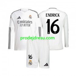 Real Madrid Dresy Fotbal Endrick 16 Dětský Domácí 2024-2025 Dlouhý rukáv