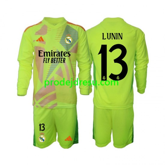 Real Madrid Dresy Fotbal Lunin 13 Brankářské Dětský Čtvrtý 2024-2025 Dlouhý rukáv