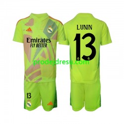 Real Madrid Dresy Fotbal Lunin 13 Brankářské Dětský Čtvrtý 2024-2025 Krátký rukáv