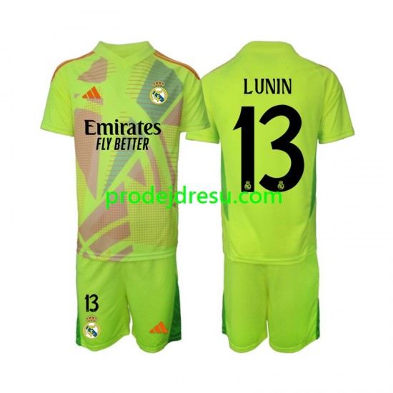 Real Madrid Dresy Fotbal Lunin 13 Brankářské Dětský Čtvrtý 2024-2025 Krátký rukáv
