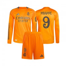 Real Madrid Dresy Fotbal Mbappé 9 Dětský Venkovní 2024-2025 Dlouhý rukáv