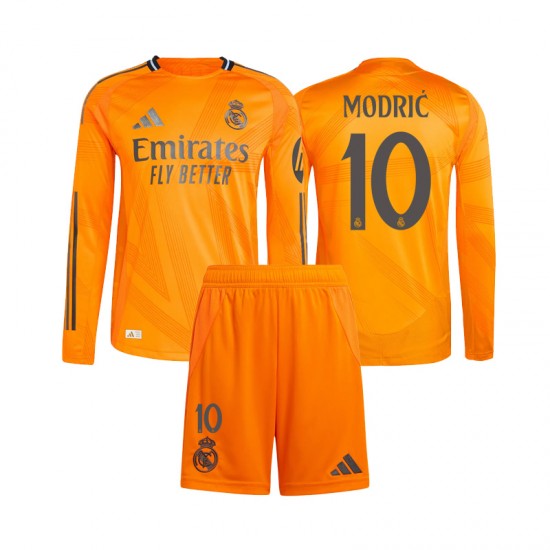 Real Madrid Dresy Fotbal Modrić 10 Dětský Venkovní 2024-2025 Dlouhý rukáv