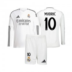 Real Madrid Dresy Fotbal Modrić 10 Dětský Domácí 2024-2025 Dlouhý rukáv