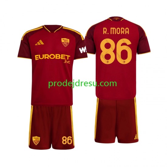 AS Řím Dresy Fotbal Rodrigo Mora 86 Dětský Domácí 2026-2027 Krátký rukáv