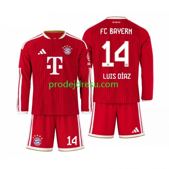 FC Bayern Mnichov Dresy Fotbal Luis Diaz 14 Dětský Domácí 2026-2027 Dlouhý rukáv