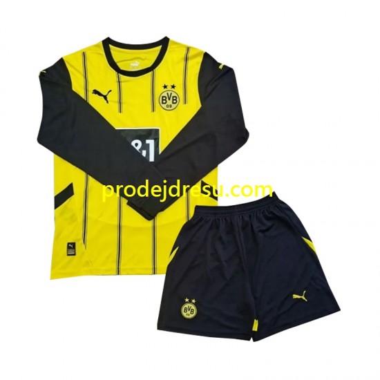 Borussia Dortmund Dresy Fotbal Dětský Domácí 2024-2025 Dlouhý rukáv