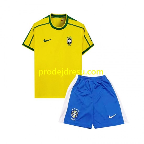 Brazílie Dresy Fotbal Retro Dětský Domácí 1998 Krátký rukáv