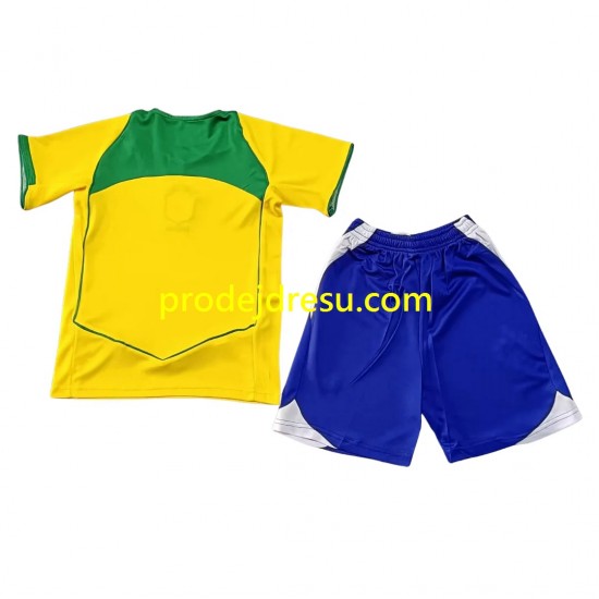Brazílie Dresy Fotbal Retro Dětský Domácí 2004 Krátký rukáv
