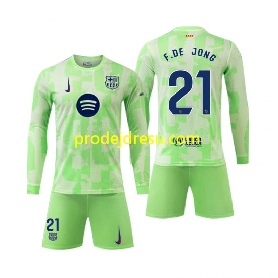 FC Barcelona Dresy Fotbal F DE JONG 21 Dětský Alternativní 2024-2025 Dlouhý rukáv