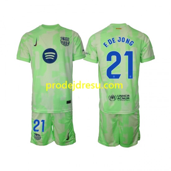 FC Barcelona Dresy Fotbal F DE JONG 21 Dětský Alternativní 2024-2025 Krátký rukáv
