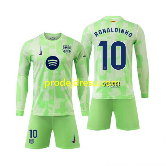 FC Barcelona Dresy Fotbal Ronaldinho 10 Dětský Alternativní 2024-2025 Dlouhý rukáv