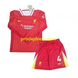 Liverpool Dresy Fotbal Virgil 4 Dětský Domácí 2024-2025 Dlouhý rukáv