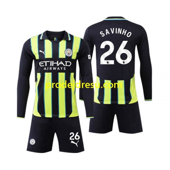 Manchester City Dresy Fotbal Savinho 26 Dětský Venkovní 2024-2025 Dlouhý rukáv