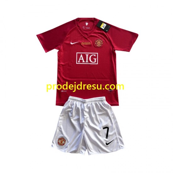 Manchester United Dresy Fotbal Cristiano Ronaldo 7 Champion League 2007 Retro Dětský Domácí Krátký rukáv