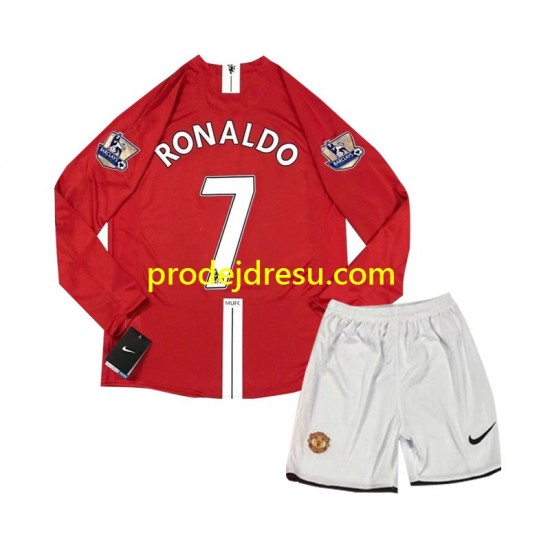 Manchester United Dresy Fotbal Cristiano Ronaldo 7 2007 Retro Dětský Domácí Dlouhý rukáv