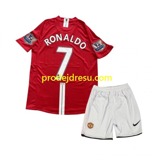 Manchester United Dresy Fotbal Cristiano Ronaldo 7 2007 Retro Dětský Domácí Krátký rukáv
