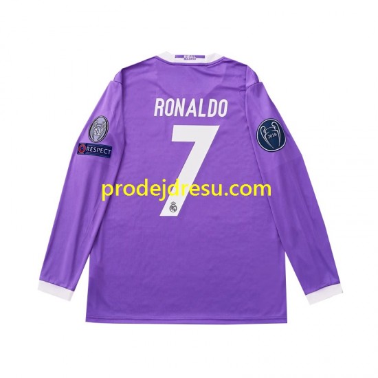 Real Madrid Dresy Fotbal Cristiano Ronaldo 7 2016 Retro Dětský Venkovní Dlouhý rukáv