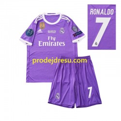 Real Madrid Dresy Fotbal Cristiano Ronaldo 7 2016 Retro Dětský Venkovní Krátký rukáv