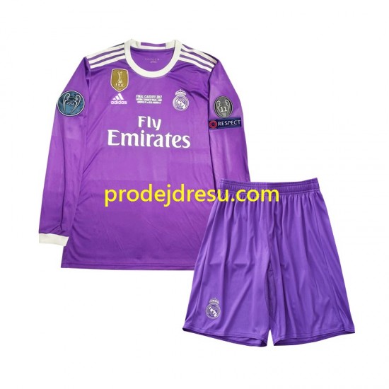 Real Madrid Dresy Fotbal 2016 Retro Dětský Venkovní Dlouhý rukáv