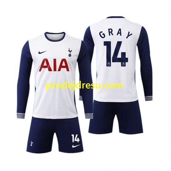 Dresy Fotbal Tottenham Spurs Gray 14 Dětský Domácí 2024-2025 Dlouhý rukáv