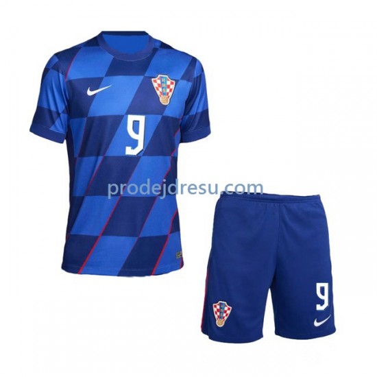 Chorvatsko Dresy Fotbal Andrej Kramaric 9 Dětský Venkovní Euro 2024 Krátký rukáv