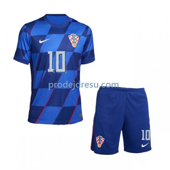 Chorvatsko Dresy Fotbal Modrić 10 Dětský Venkovní Euro 2024 Krátký rukáv