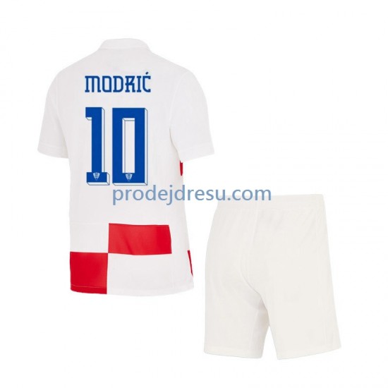 Chorvatsko Dresy Fotbal Modrić 10 Dětský Domácí Euro 2024 Krátký rukáv
