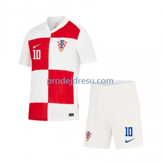 Chorvatsko Dresy Fotbal Modrić 10 Dětský Domácí Euro 2024 Krátký rukáv