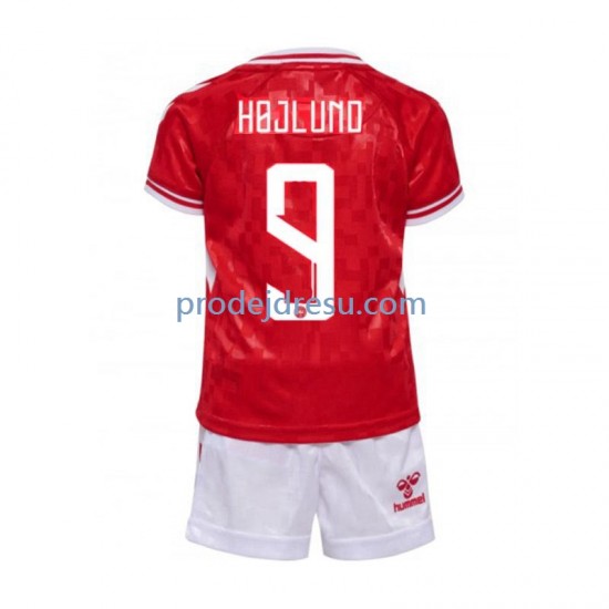 Dánsko Dresy Fotbal Hojlund 9 Dětský Domácí Euro 2024 Krátký rukáv