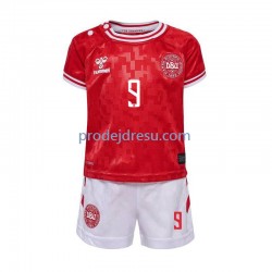 Dánsko Dresy Fotbal Hojlund 9 Dětský Domácí Euro 2024 Krátký rukáv
