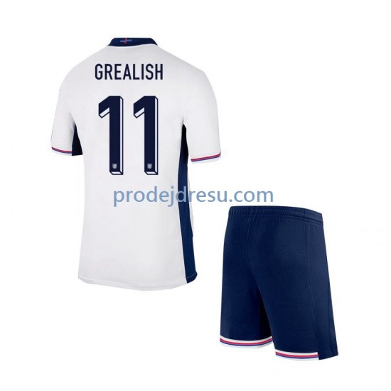 Anglie Dresy Fotbal Jack Grealish Dětský Domácí Euro 2024 Krátký rukáv
