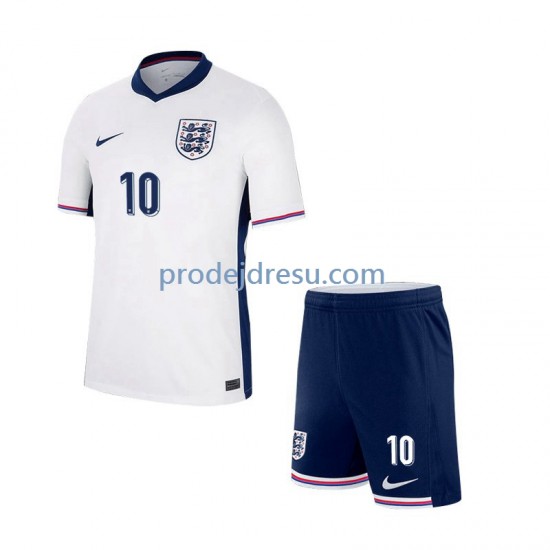 Anglie Dresy Fotbal Jude Bellingham 10 Dětský Domácí Euro 2024 Krátký rukáv