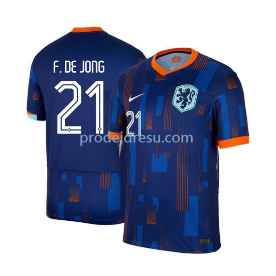 Nizozemsko Dresy Fotbal Frenkie de Jong 21 Muž Venkovní Euro 2024 Krátký rukáv