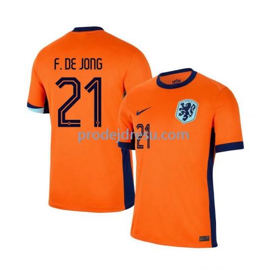 Nizozemsko Dresy Fotbal Frenkie de Jong 21 Muž Domácí Euro 2024 Krátký rukáv
