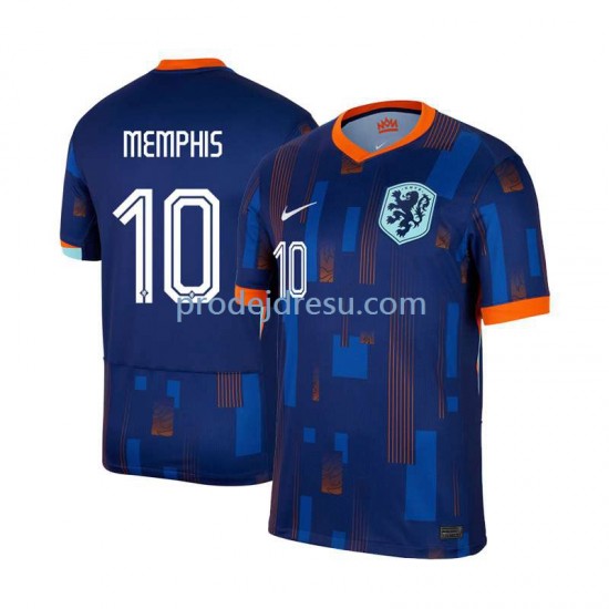 Nizozemsko Dresy Fotbal Memphis Depay 10 Muž Venkovní Euro 2024 Krátký rukáv