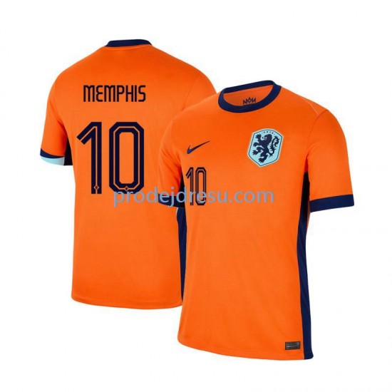 Nizozemsko Dresy Fotbal Memphis Depay 10 Muž Domácí Euro 2024 Krátký rukáv