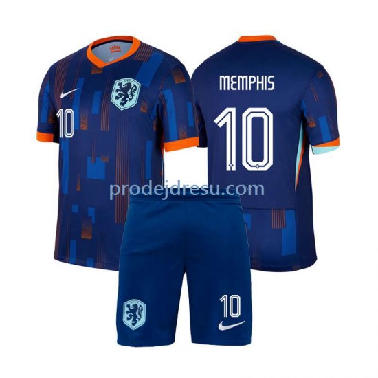 Nizozemsko Dresy Fotbal Memphis Depay 10 Dětský Venkovní Euro 2024 Krátký rukáv