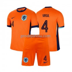 Nizozemsko Dresy Fotbal Virgil van Dijk 4 Dětský Domácí Euro 2024 Krátký rukáv