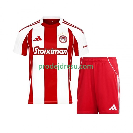 Olympiacos Dresy Fotbal Dětský Domácí 2025-2026 Krátký rukáv