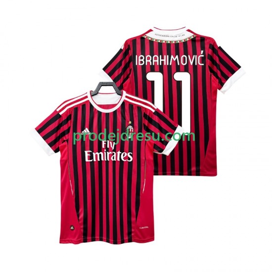 AC Milán Dresy Fotbal Ibrahimović Zlatan 11 2012 Retro Muž Domácí 2011 Krátký rukáv