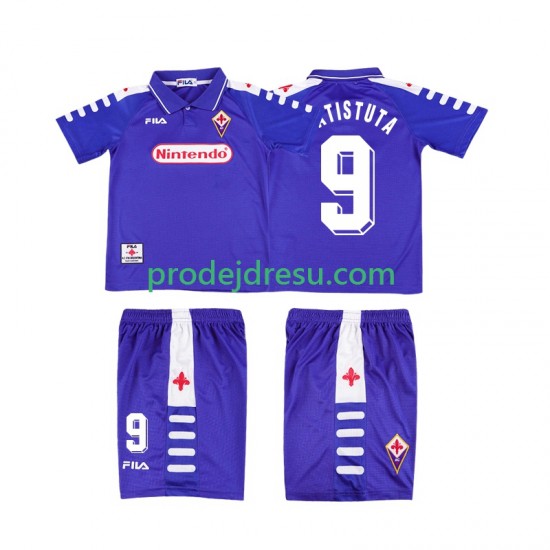 ACF Fiorentina Dresy Fotbal BATISTUTA 9 Retro Dětský Domácí 1998 1999 Krátký rukáv