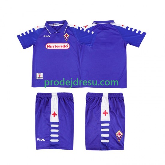 ACF Fiorentina Dresy Fotbal Retro Dětský Domácí 1998 1999 Krátký rukáv