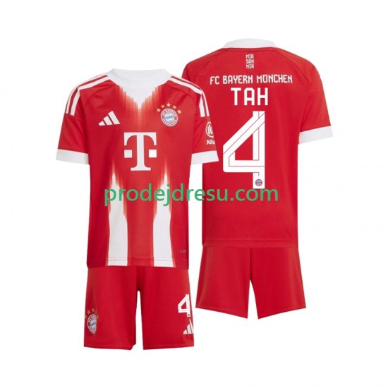 FC Bayern Mnichov Dresy Fotbal Jonathan Tah 4 Dětský Domácí 2025-2026 Krátký rukáv